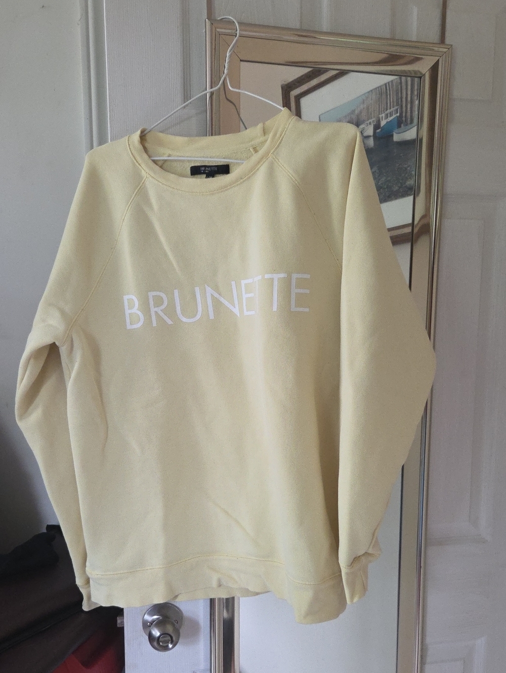 Brunette The Label Pale Yellow 'BRUNETTE' Crewneck Sweatshirt